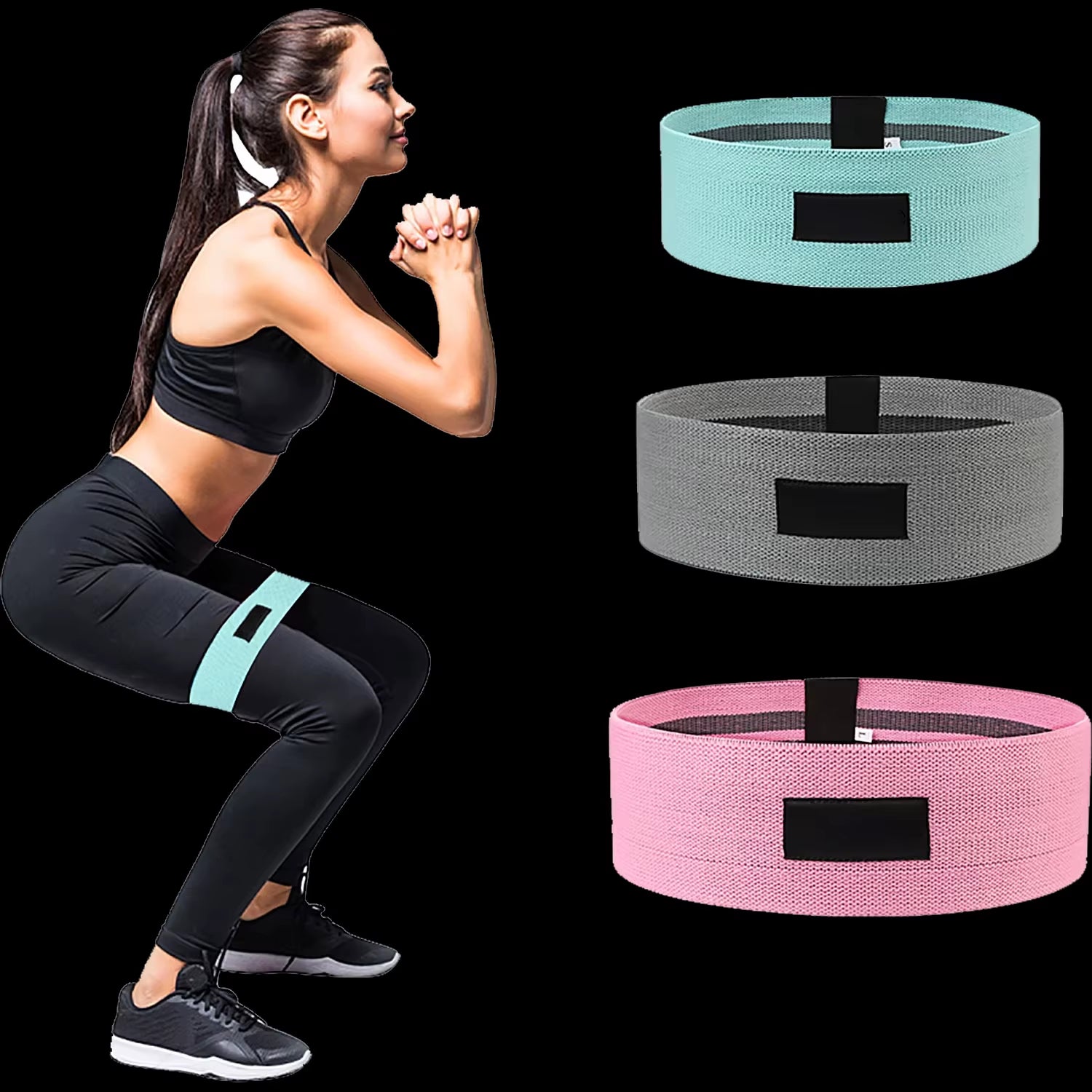 TOPKO Wholesale Colorful Fitness Exercise Elastic Fabric Hip Resistance Band Set